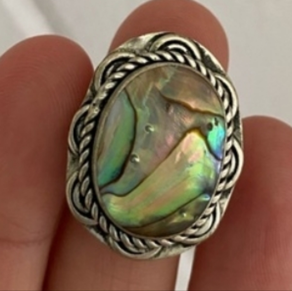 Sterling Silver Abalone Shell Ring - Picture 3 of 8